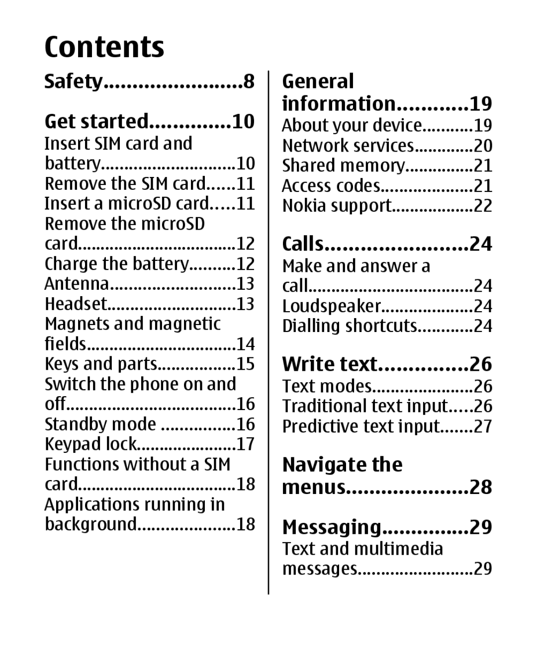 Panasonic 2700 manual Contents 