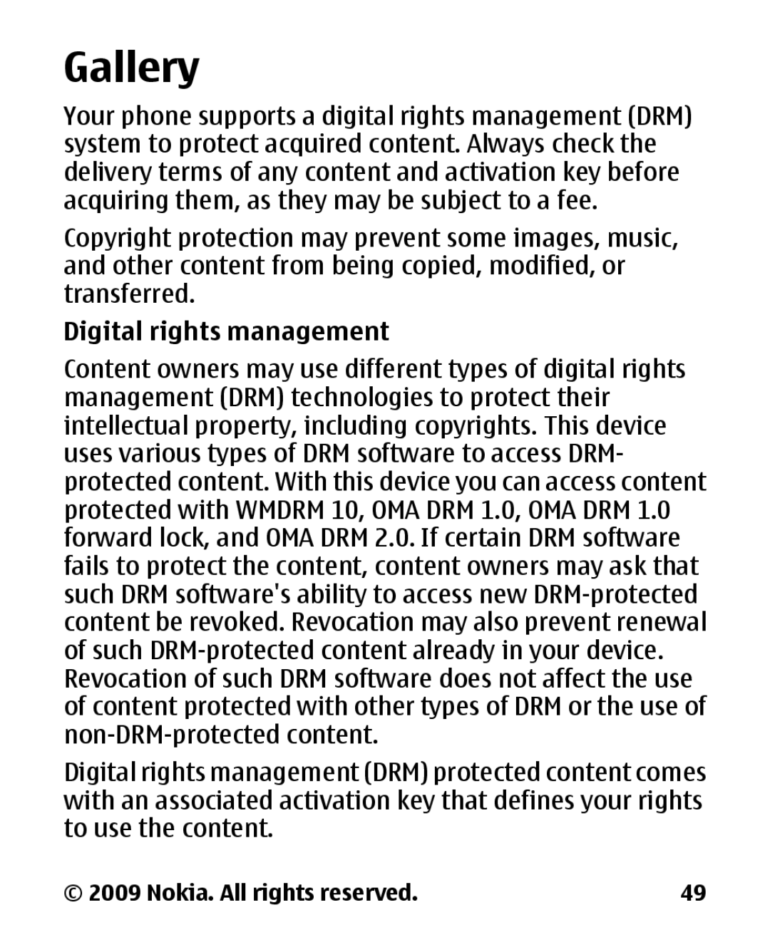 Panasonic 2700 manual Gallery, Digital rights management 