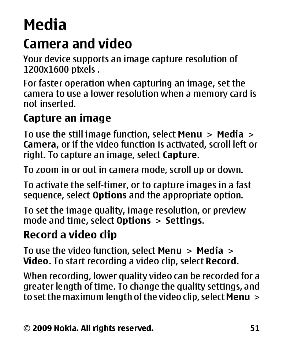 Panasonic 2700 manual Media, Camera and video, Capture an image, Record a video clip 