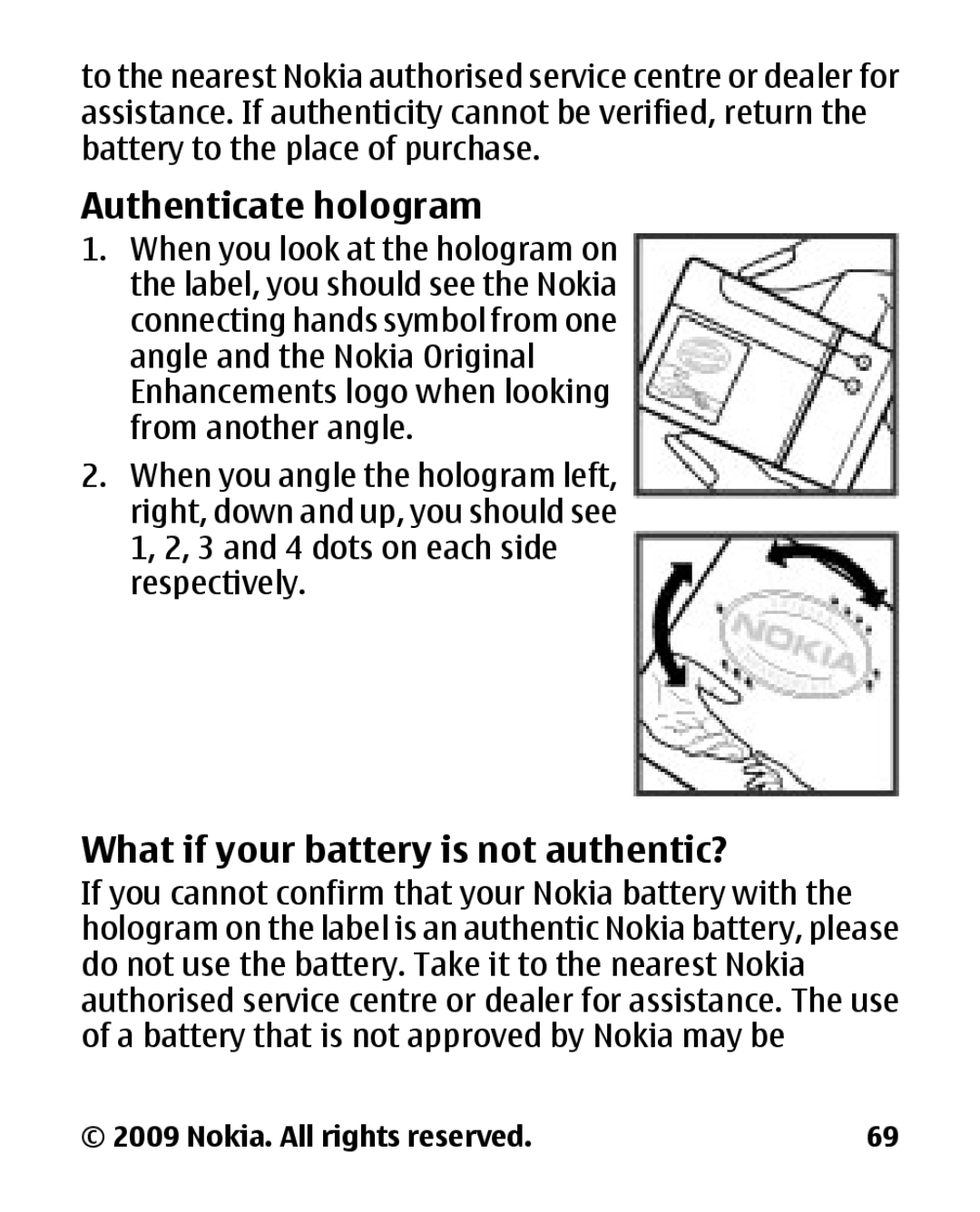 Panasonic 2700 manual Authenticate hologram, What if your battery is not authentic? 