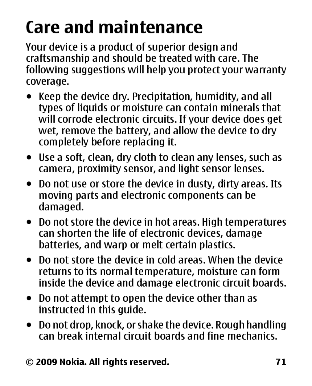 Panasonic 2700 manual Care and maintenance 