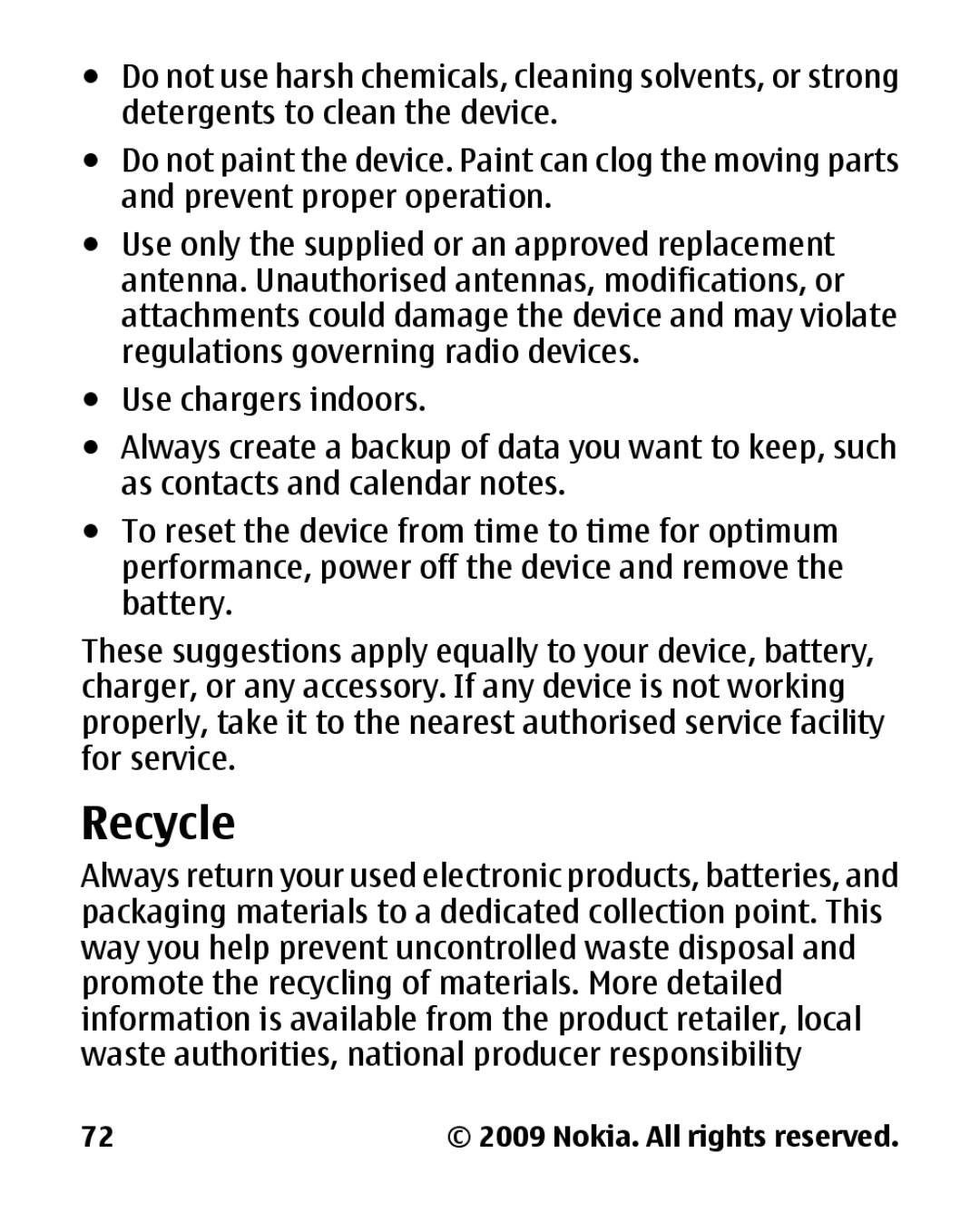 Panasonic 2700 manual Recycle 