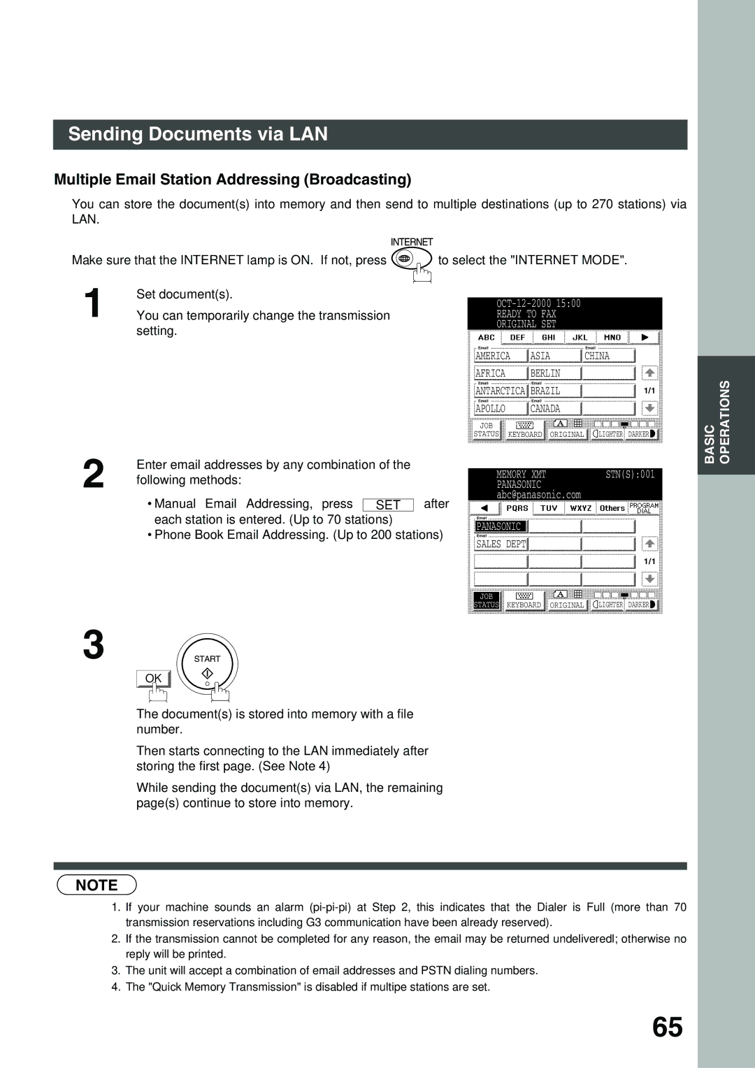 Panasonic 3000 warranty Multiple Email Station Addressing Broadcasting, Set 