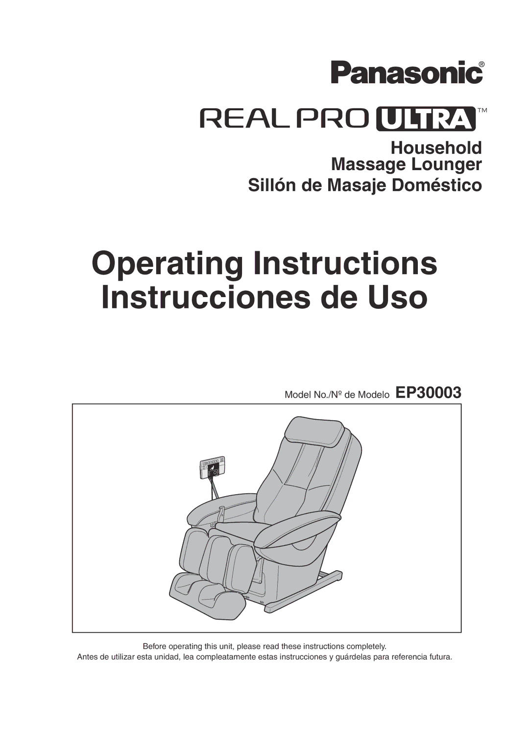 Panasonic 30003 manual Operating Instructions Instrucciones de Uso 