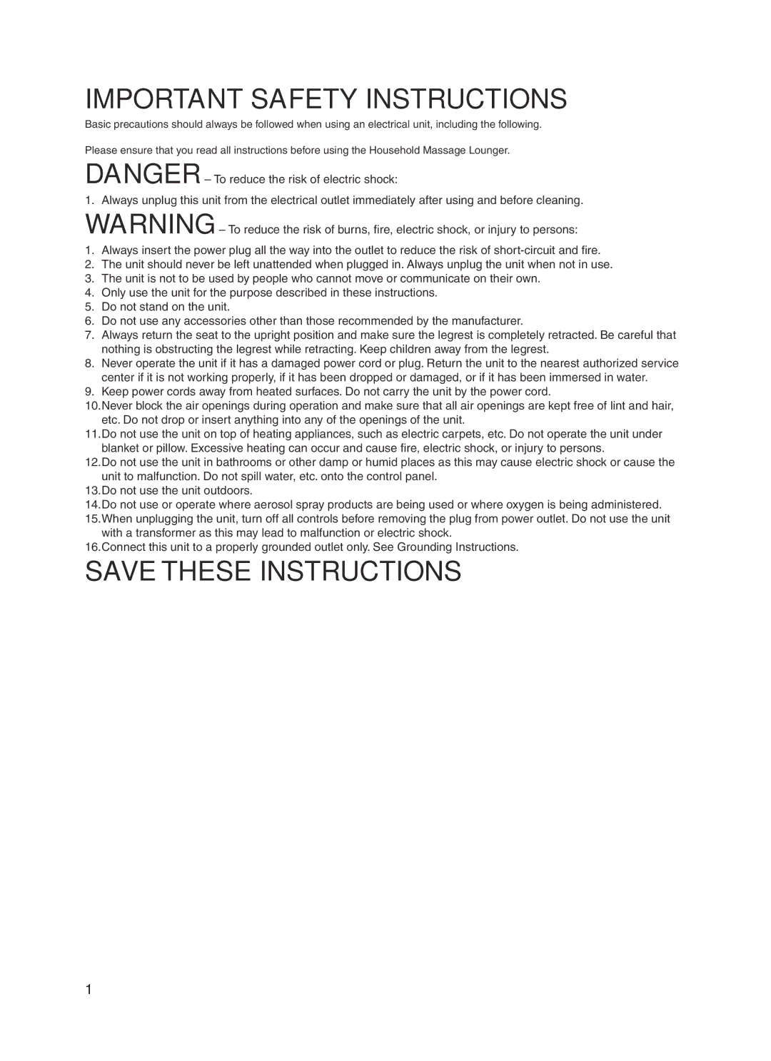 Panasonic 30003 manual Important Safety Instructions 