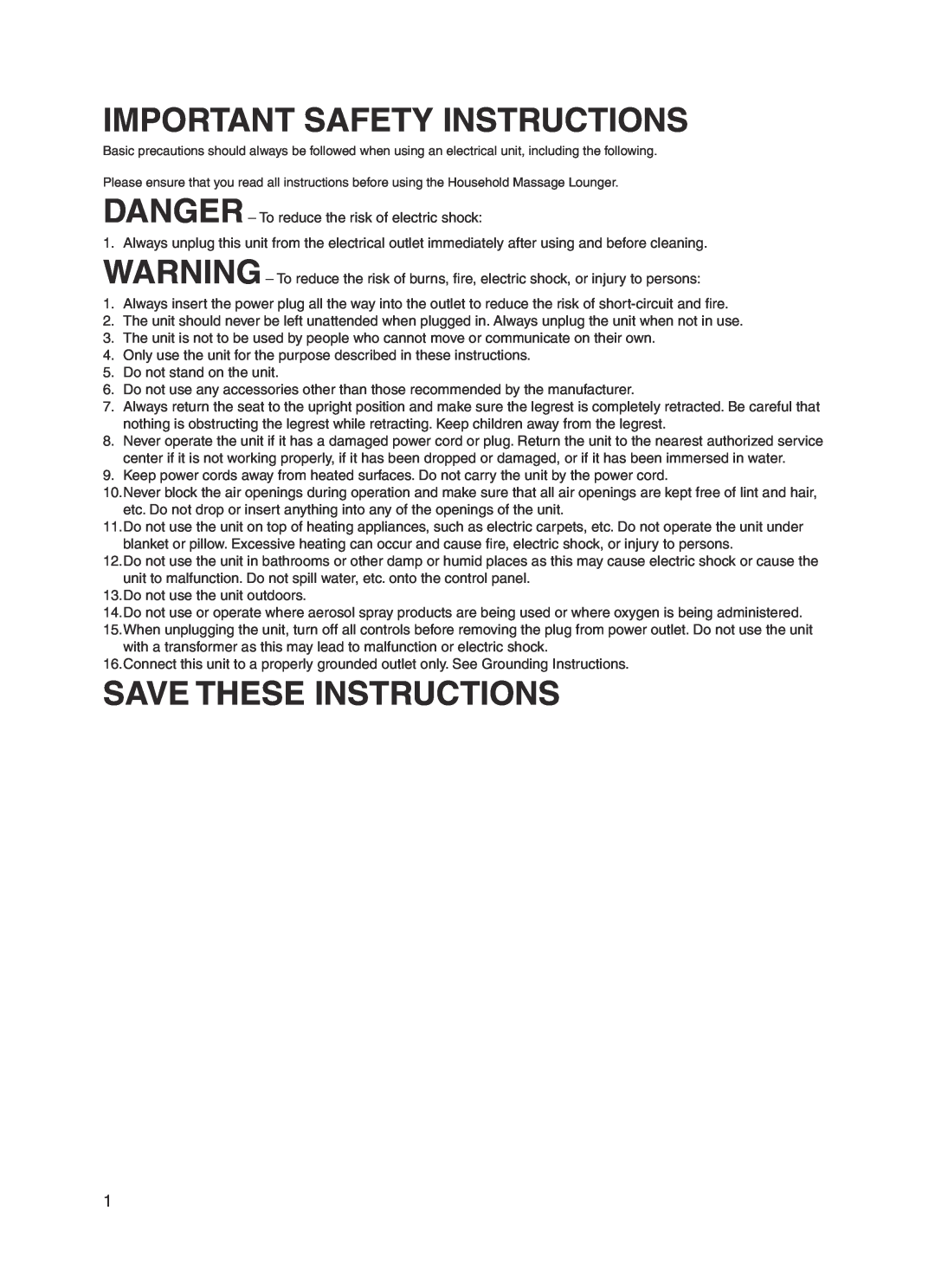 Panasonic 30003 manual Important Safety Instructions, Save These Instructions 