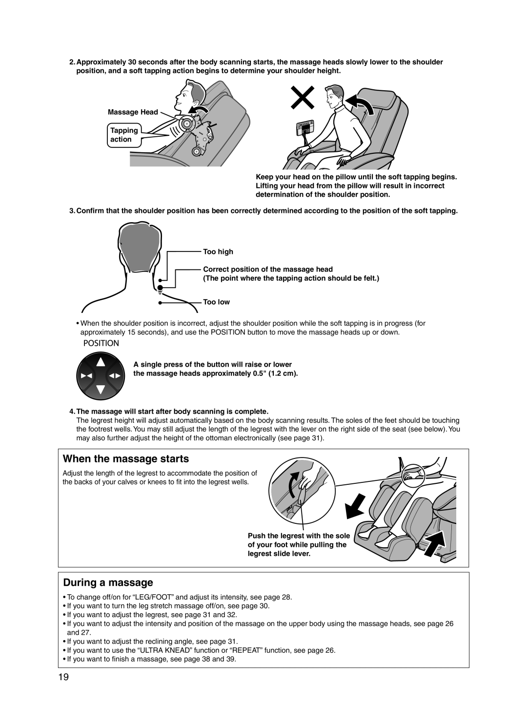 Panasonic 30003 manual When the massage starts, During a massage 