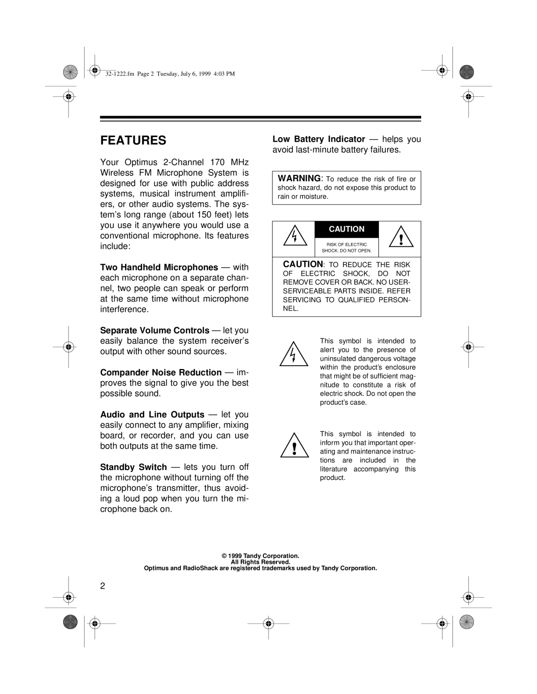 Panasonic 32-1222 owner manual Features, Audio and Line Outputs let you 