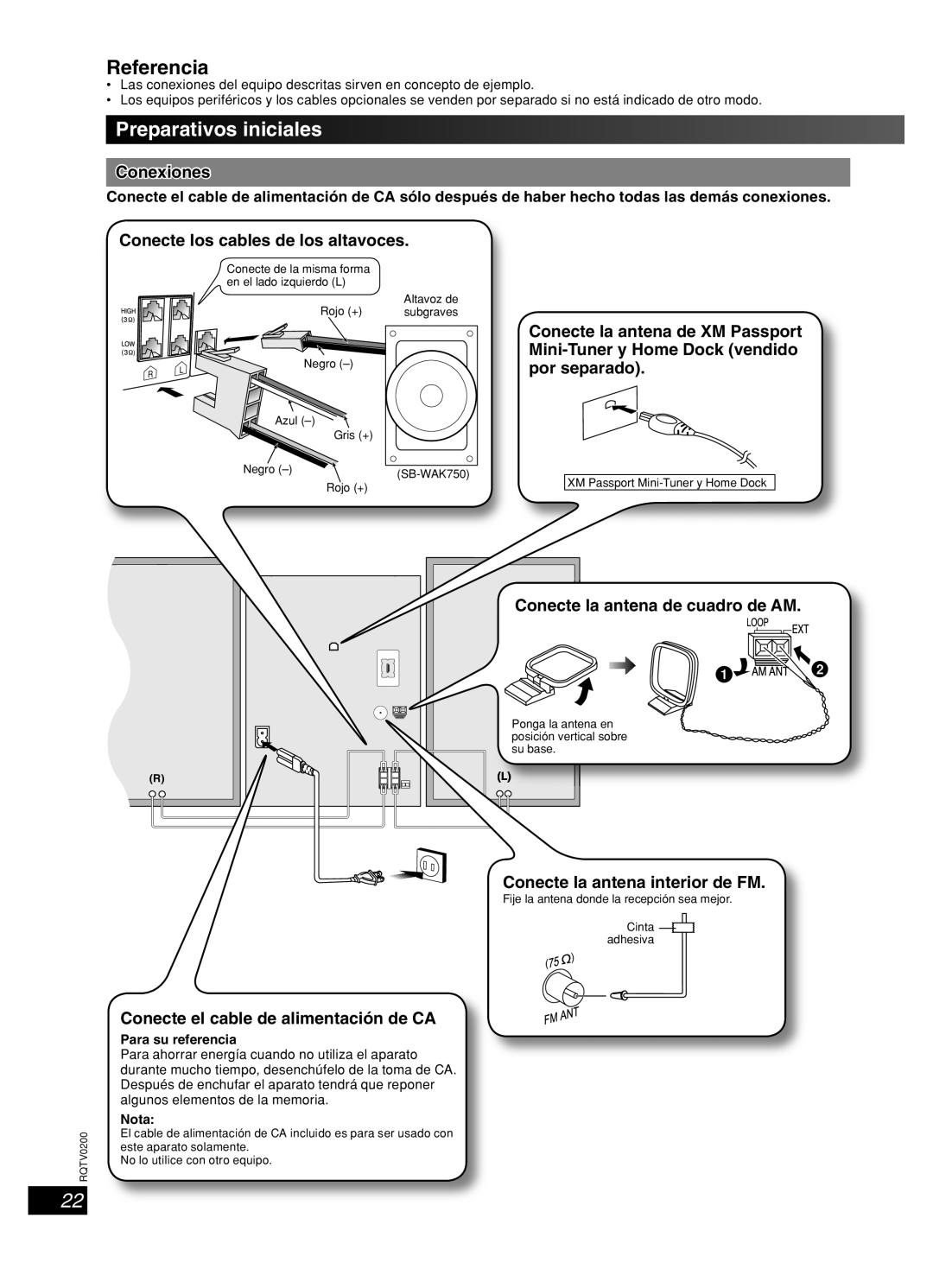 Panasonic Stereo System, 377 Referencia, Preparativos iniciales, Français, Conexiones, Lang - Español, English, Dansk 