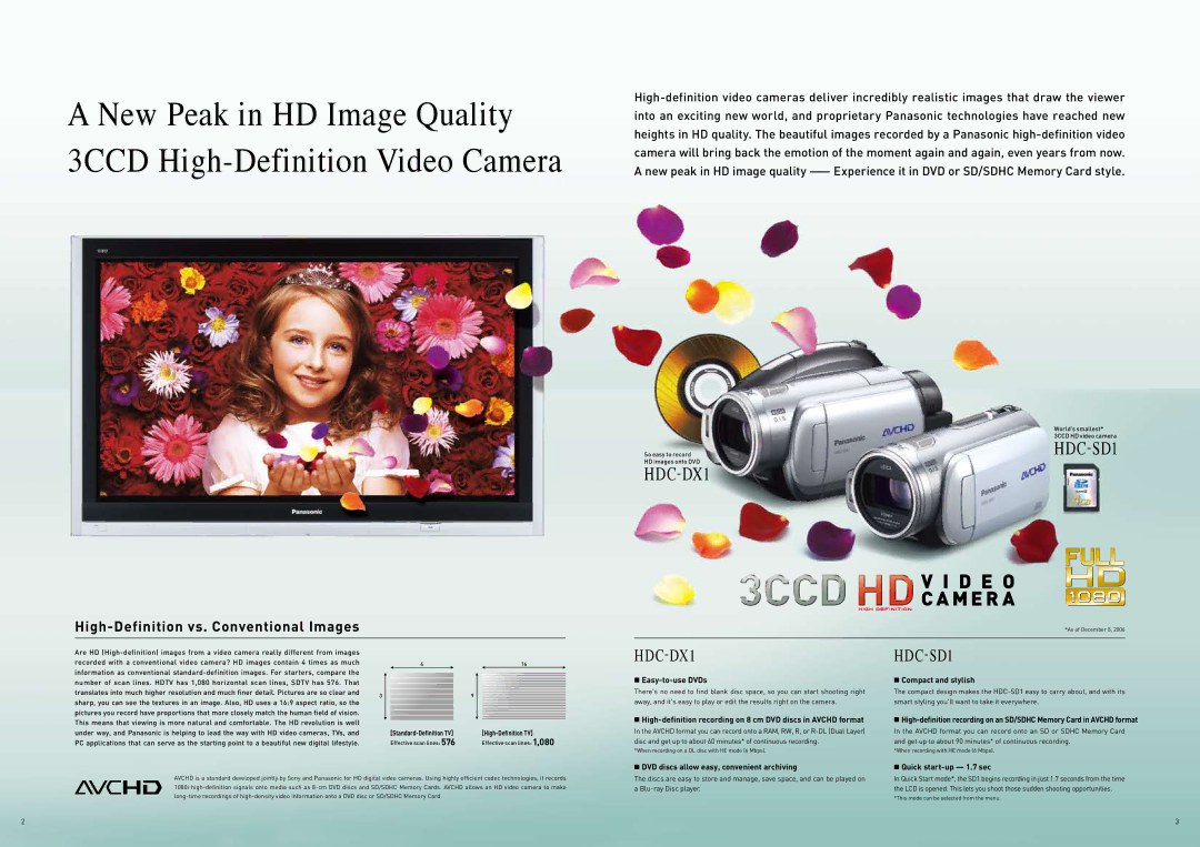 Panasonic 3CCD HD specifications D E O 