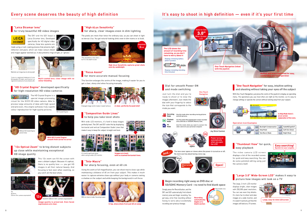 Panasonic 3CCD HD specifications Min 