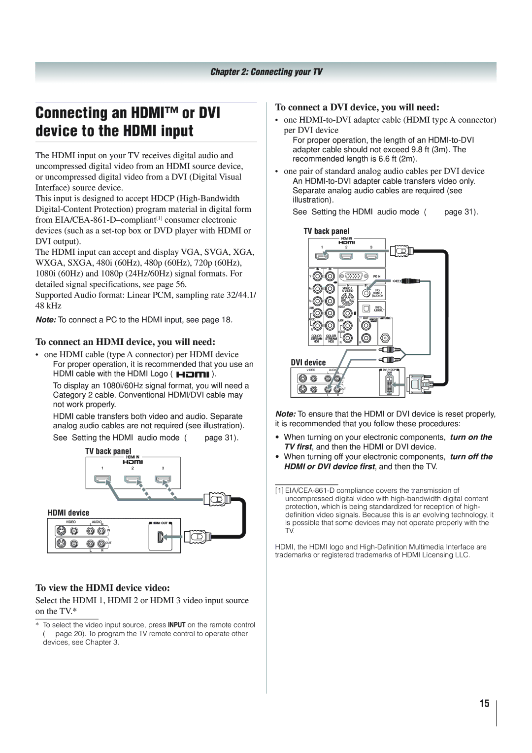 Panasonic 40RV52R, 46RV525R, 40RV525R owner manual To connect an Hdmi device, you will need, To view the Hdmi device video 