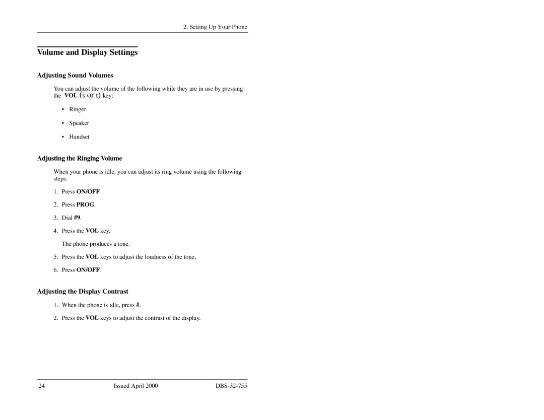 Panasonic 44-Series manual Volume and Display Settings, Adjusting Sound Volumes, Adjusting the Ringing Volume 