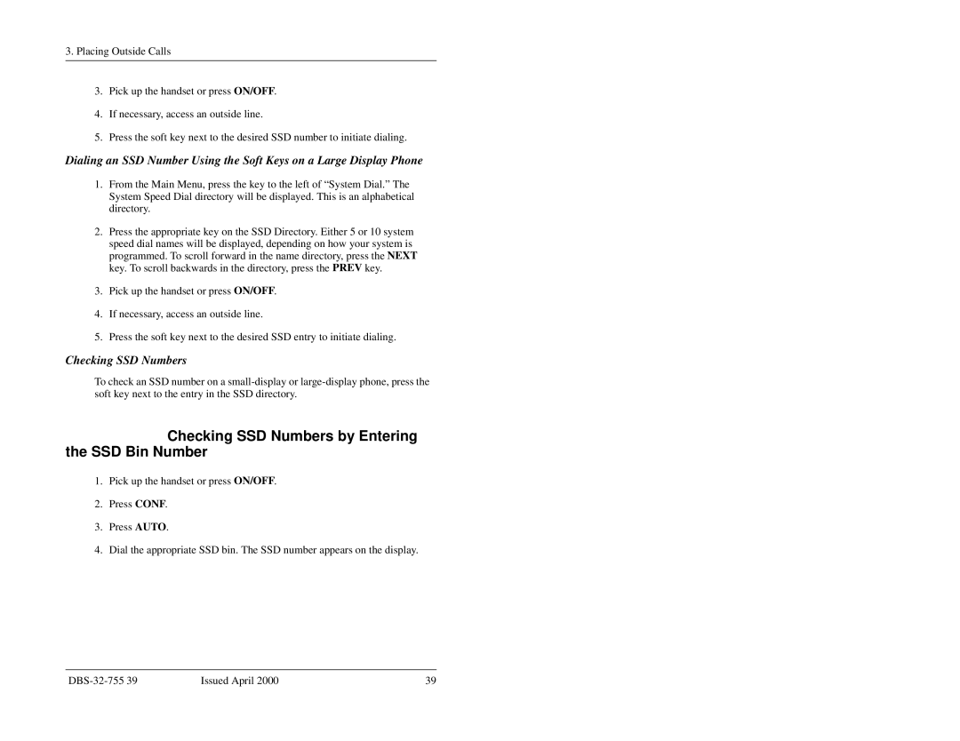 Panasonic 44-Series manual Checking SSD Numbers by Entering the SSD Bin Number 