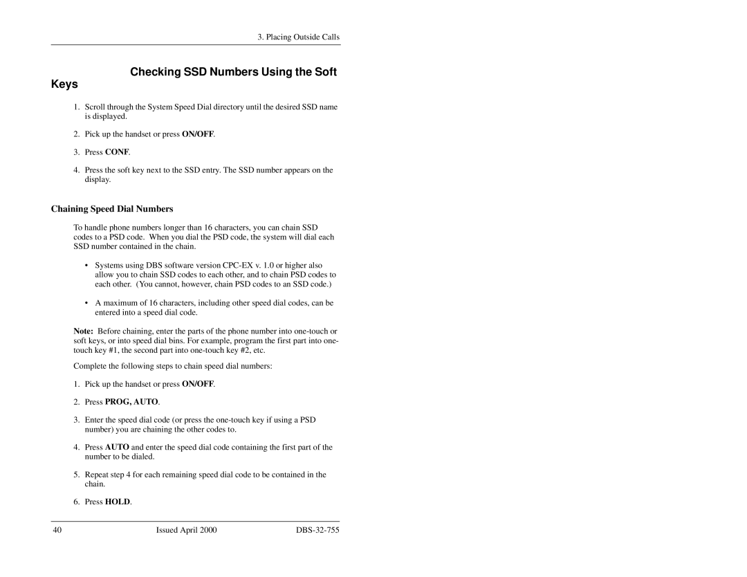 Panasonic 44-Series manual Checking SSD Numbers Using the Soft Keys, Chaining Speed Dial Numbers 