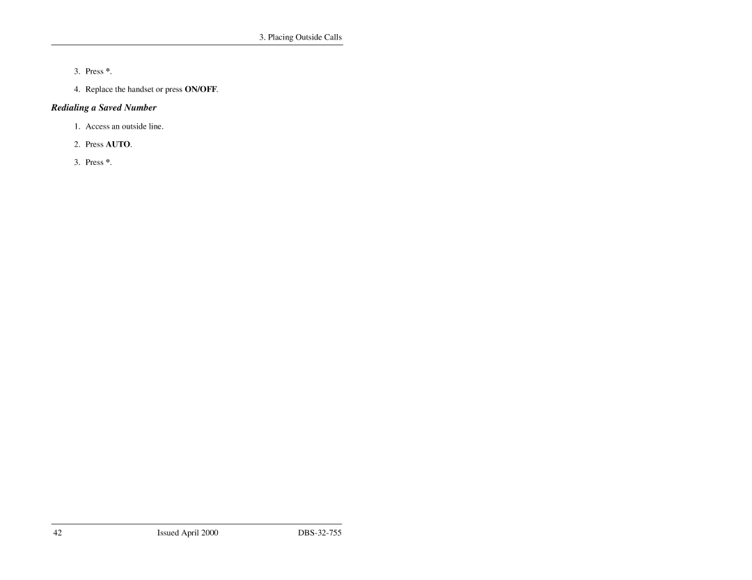 Panasonic 44-Series manual Redialing a Saved Number 