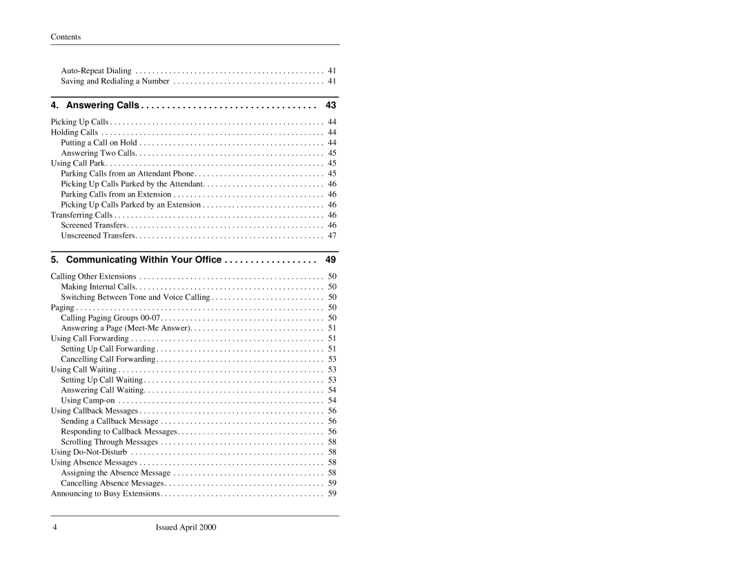 Panasonic 44-Series manual Answering Calls 