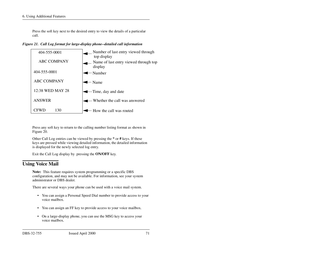 Panasonic 44-Series manual Using Voice Mail, Answer 