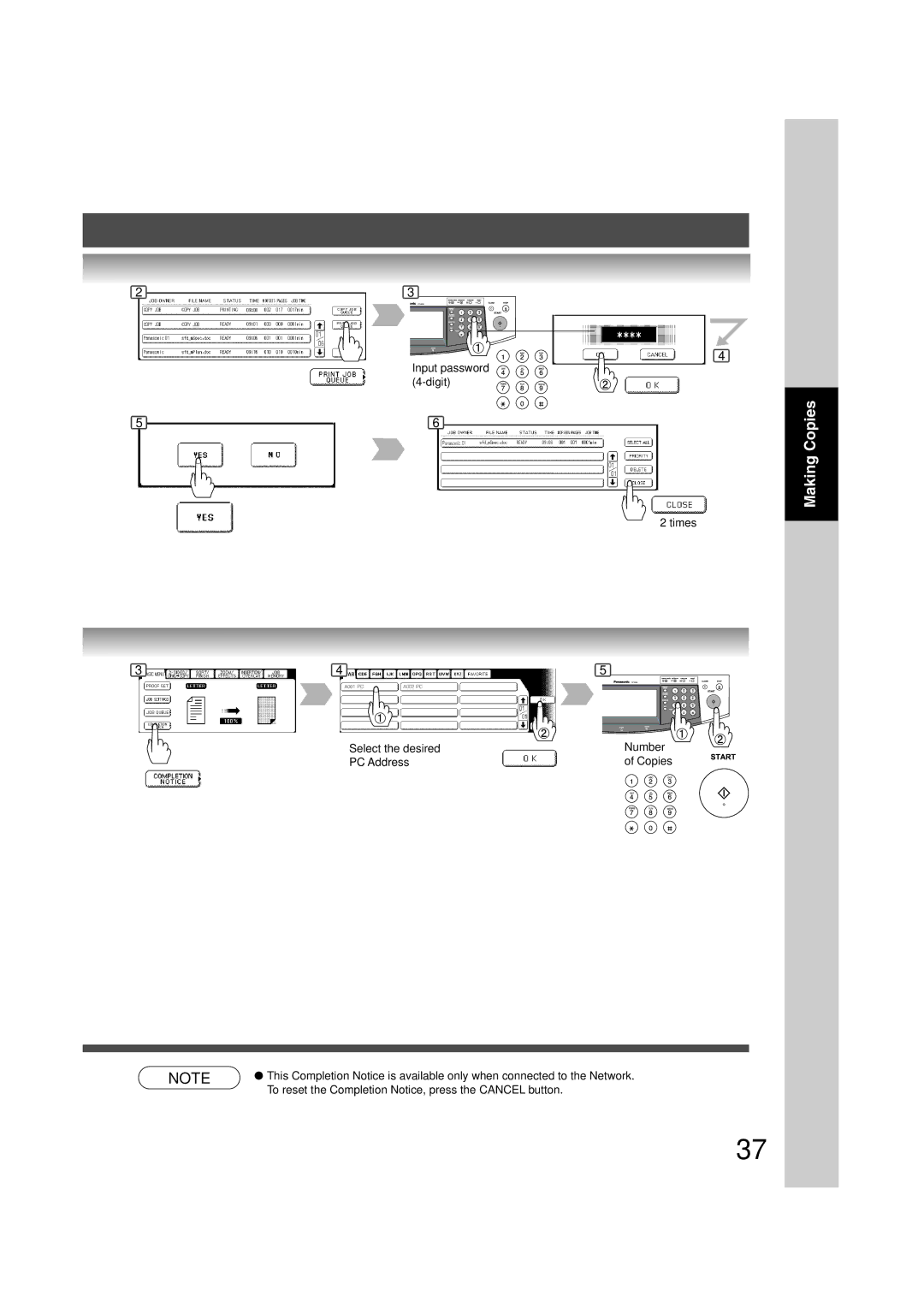 Panasonic 6020, 4520 manual To reset the Completion Notice, press the Cancel button 