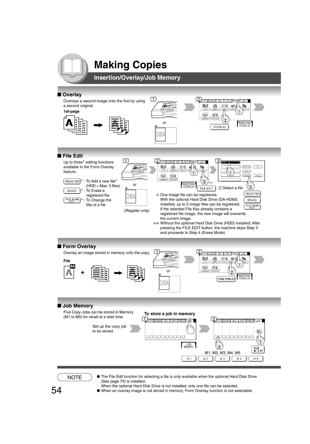 Panasonic 4520, 6020 manual Insertion/Overlay/Job Memory, File Edit, Form Overlay 