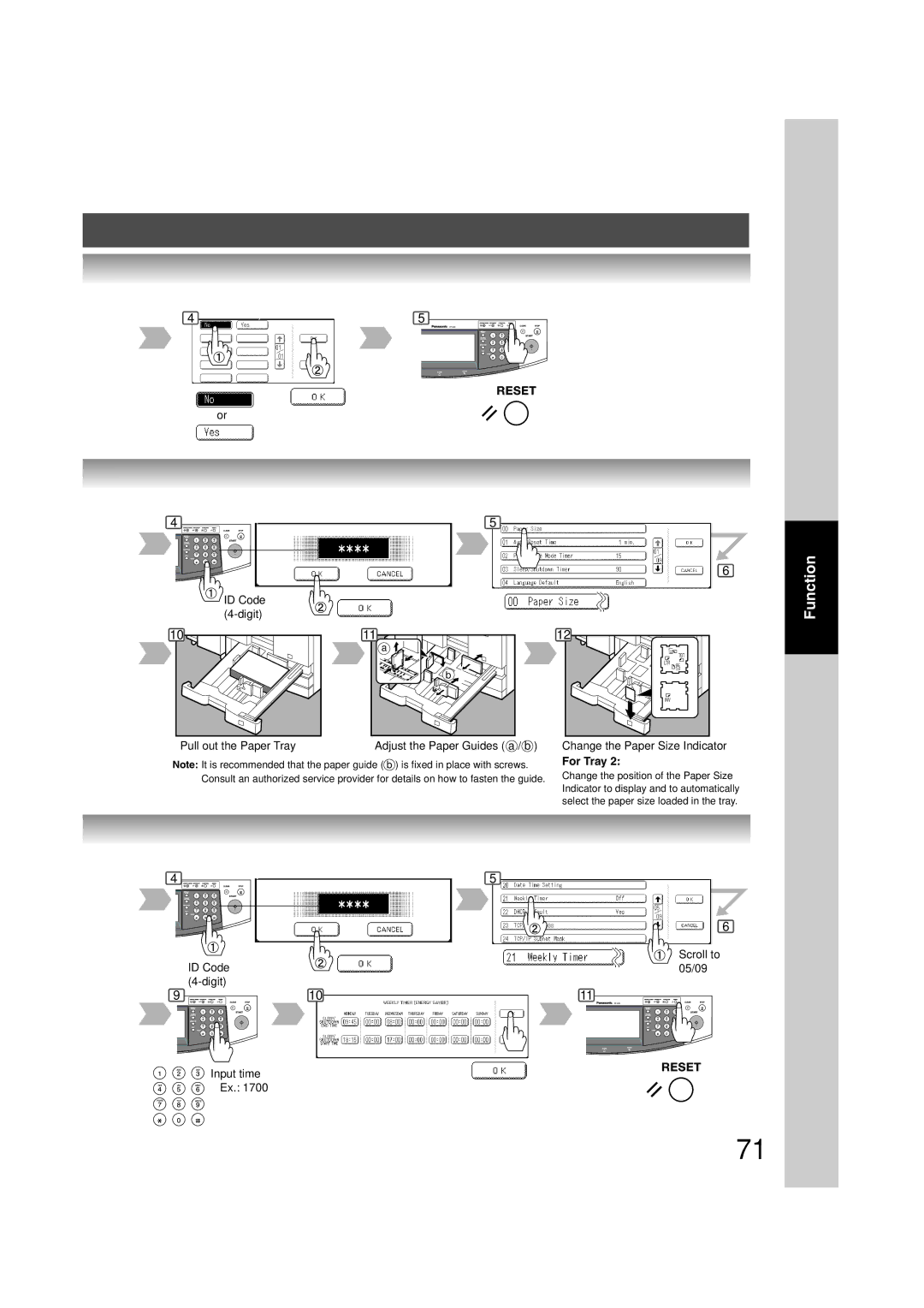 Panasonic 6020, 4520 manual For Tray 