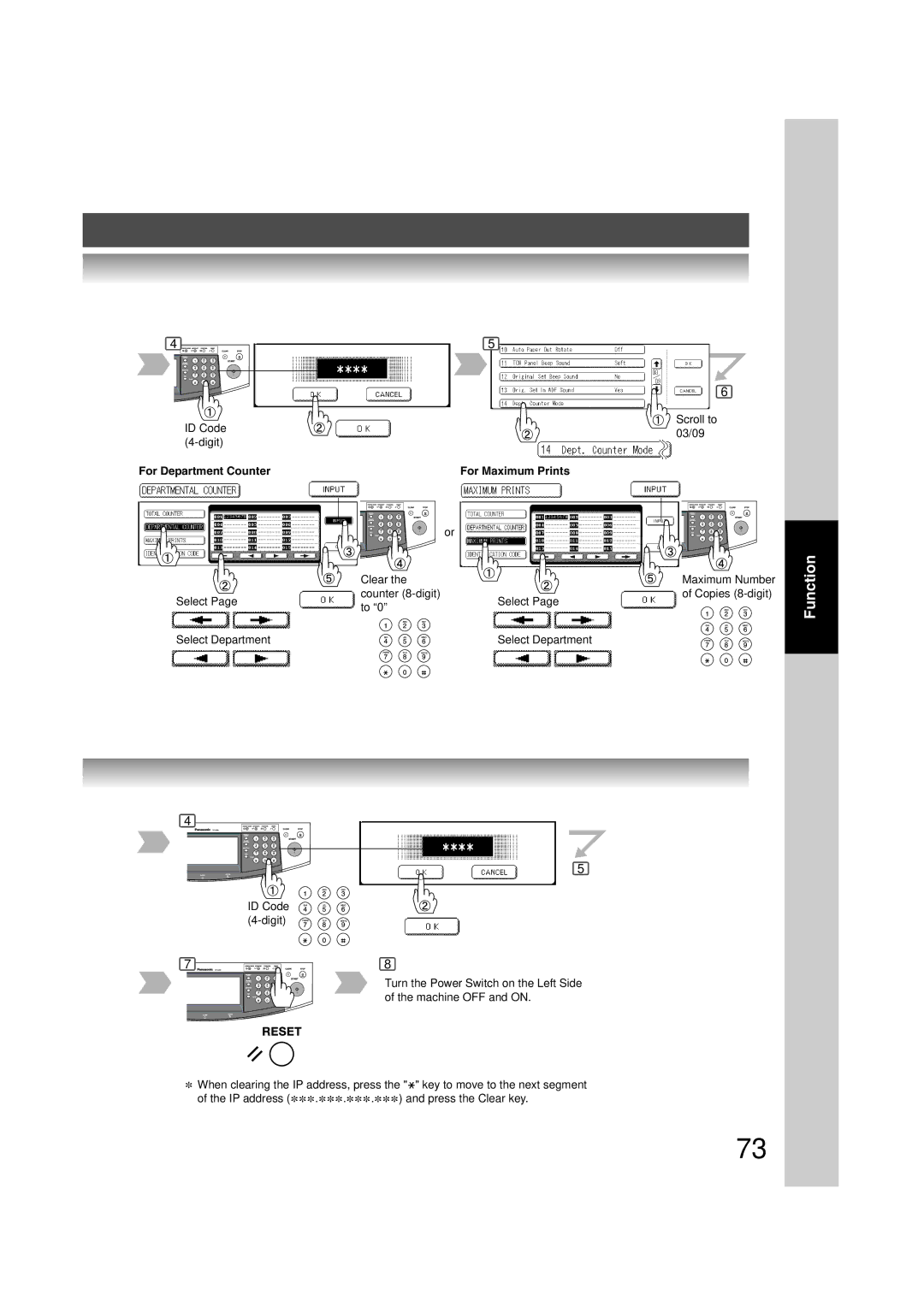 Panasonic 6020, 4520 manual For Department Counter For Maximum Prints 