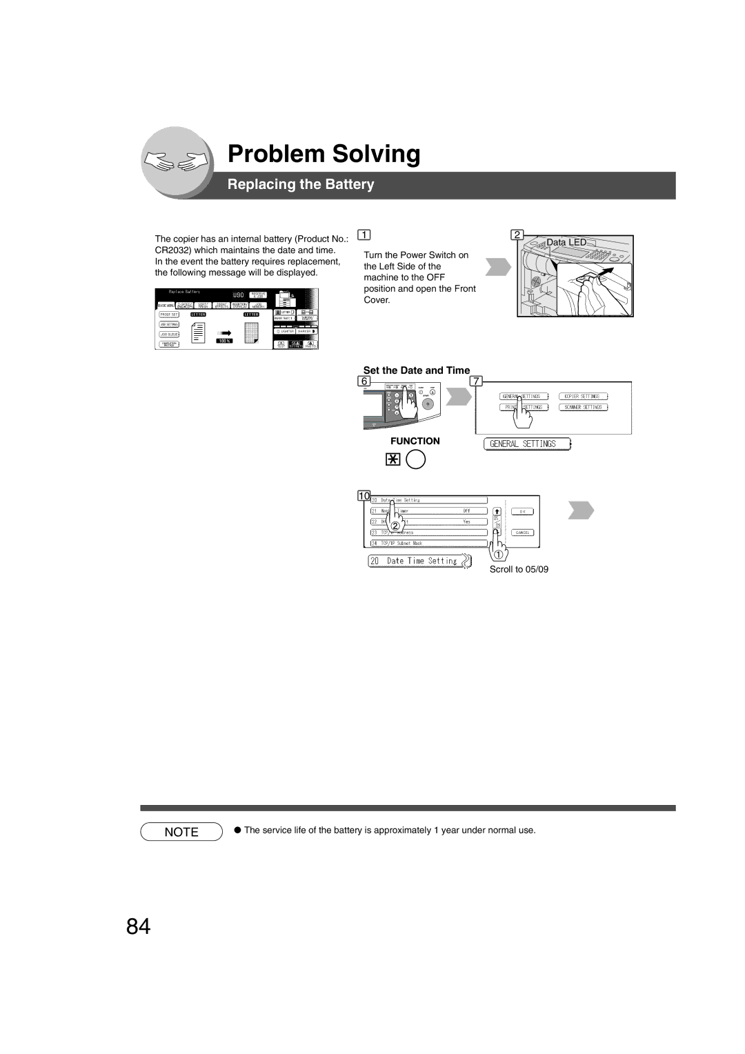 Panasonic 4520, 6020 manual Replacing the Battery, Set the Date and Time 