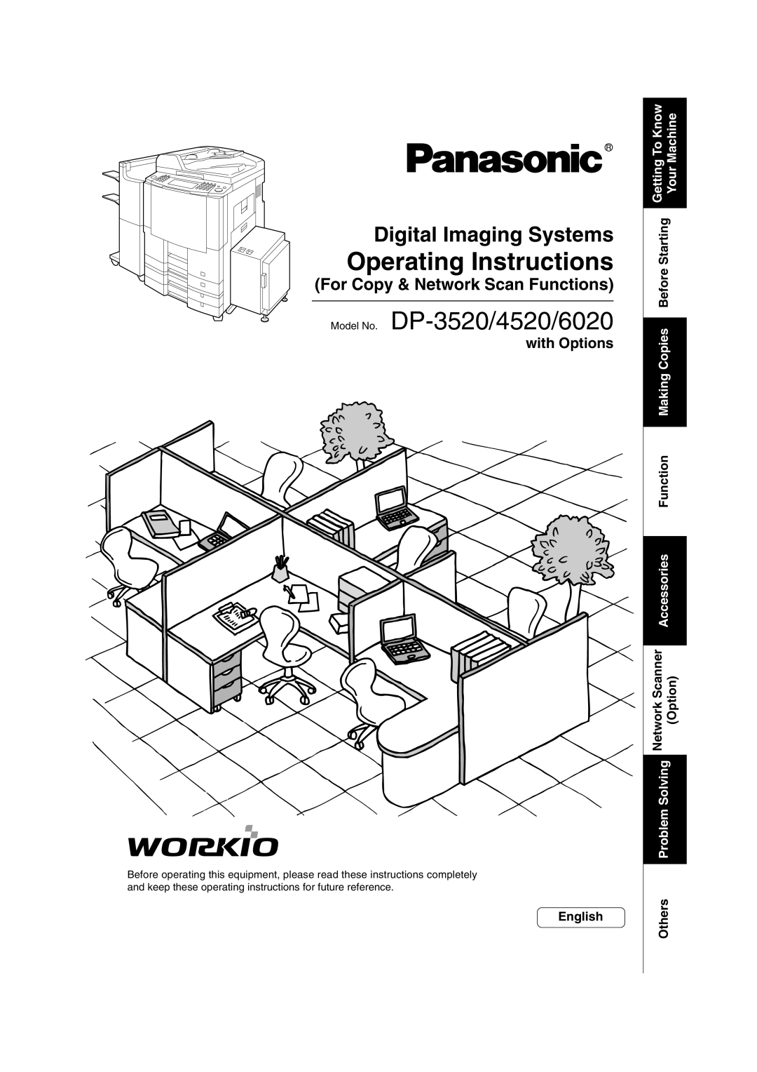 Panasonic 6020 manual Operating Instructions, with Options, Your Machine, Function Making Copies Before Starting, English 