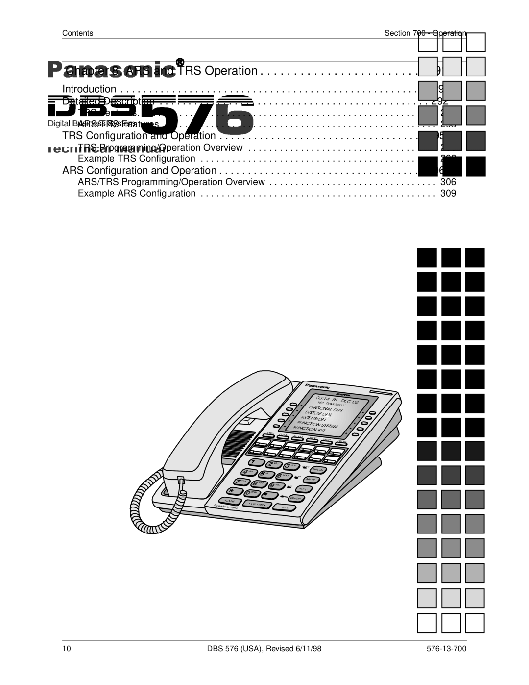 Panasonic 524X07801B manual ARS and TRS Operation, ARS Configuration and Operation 