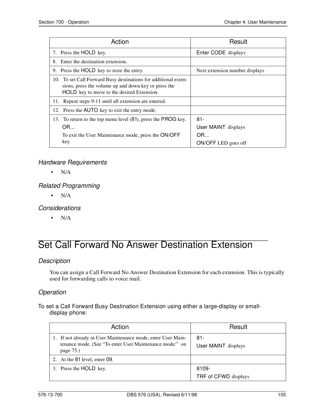 Panasonic 524X07801B manual Set Call Forward No Answer Destination Extension, Enter Code displays 