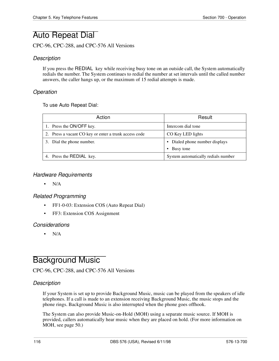 Panasonic 524X07801B manual Background Music, To use Auto Repeat Dial 