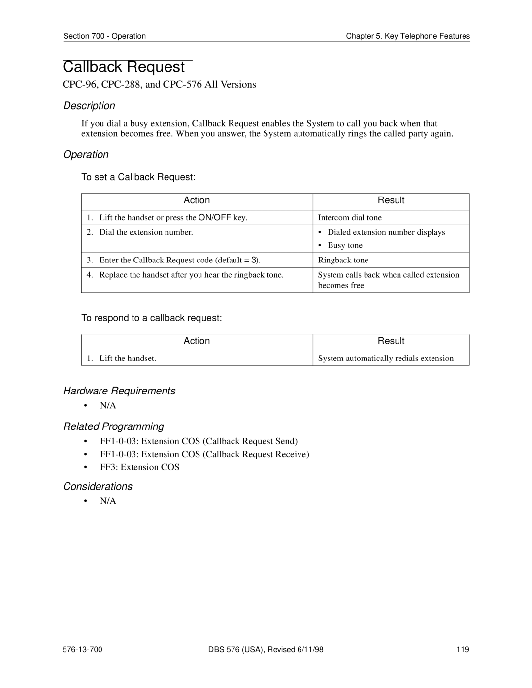 Panasonic 524X07801B manual To set a Callback Request, To respond to a callback request 