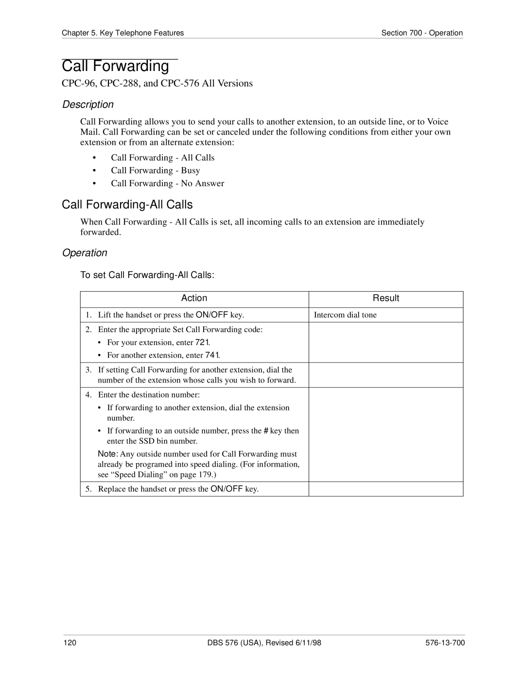 Panasonic 524X07801B manual To set Call Forwarding-All Calls 