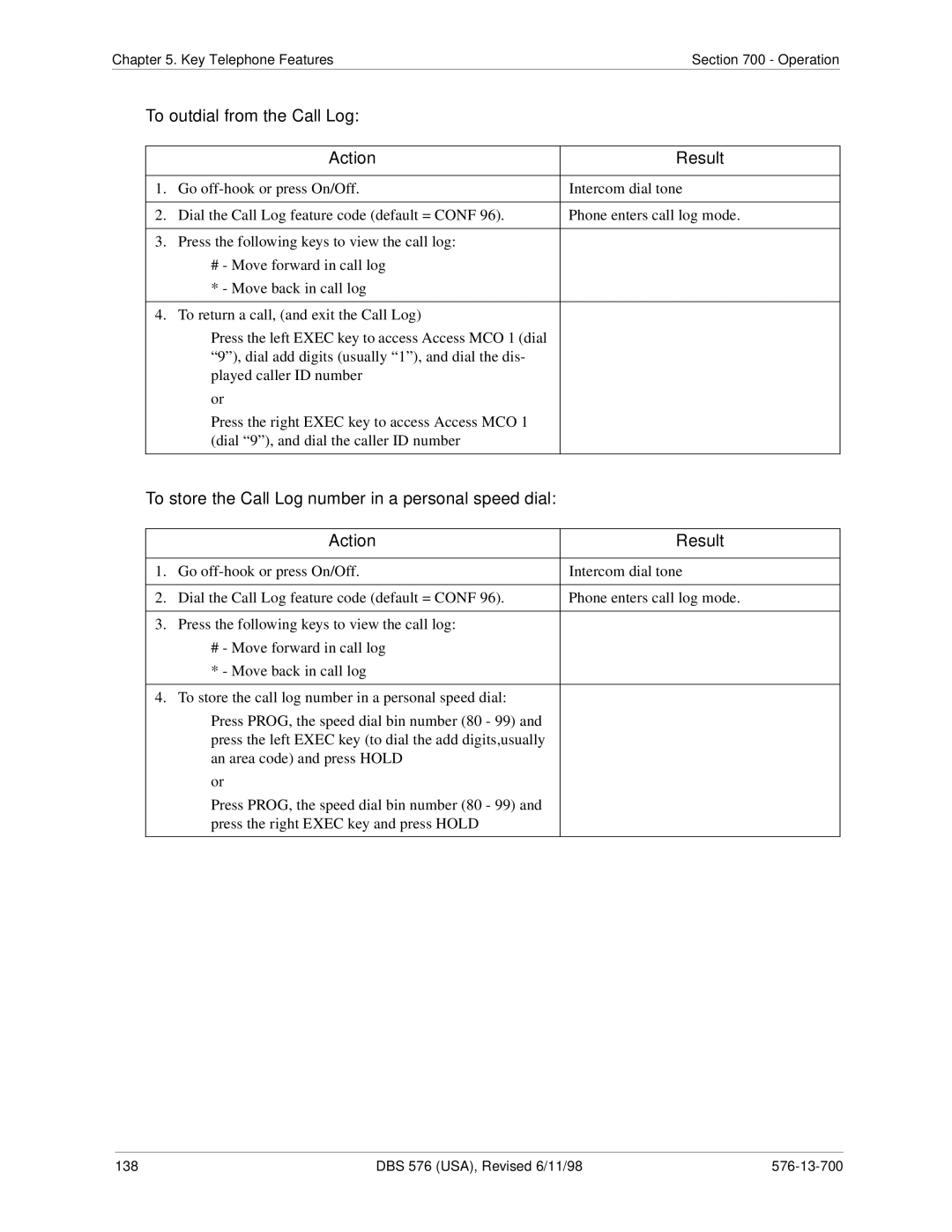 Panasonic 524X07801B manual To outdial from the Call Log, To store the Call Log number in a personal speed dial 