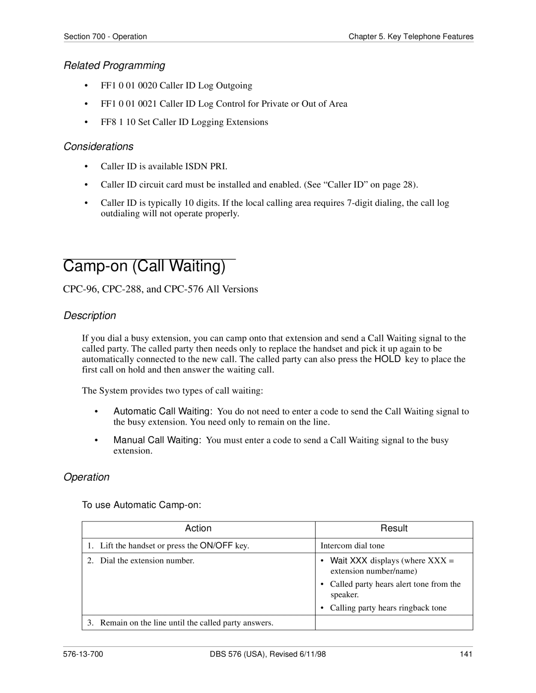 Panasonic 524X07801B manual Camp-on Call Waiting, To use Automatic Camp-on 