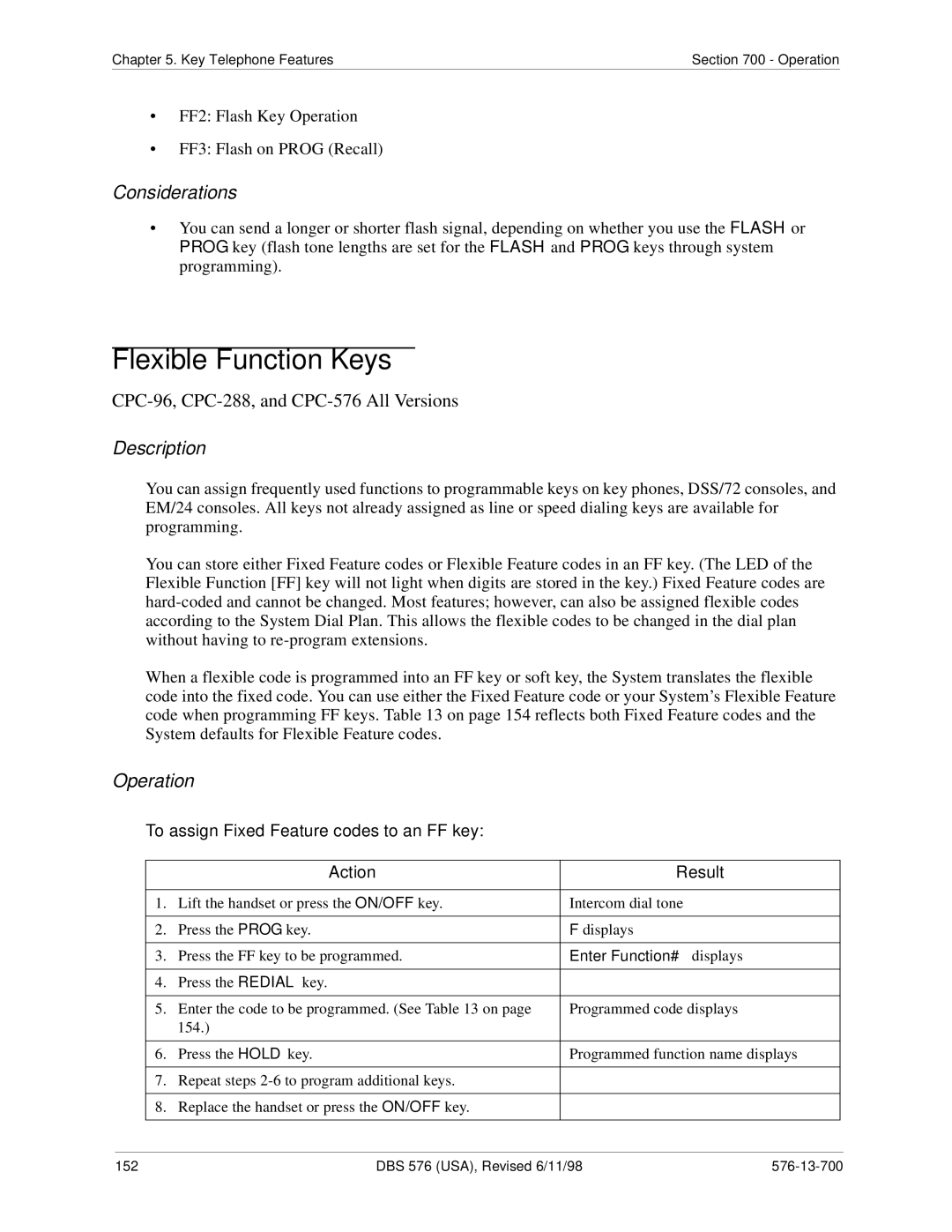 Panasonic 524X07801B manual Flexible Function Keys, To assign Fixed Feature codes to an FF key, Enter Function# displays 