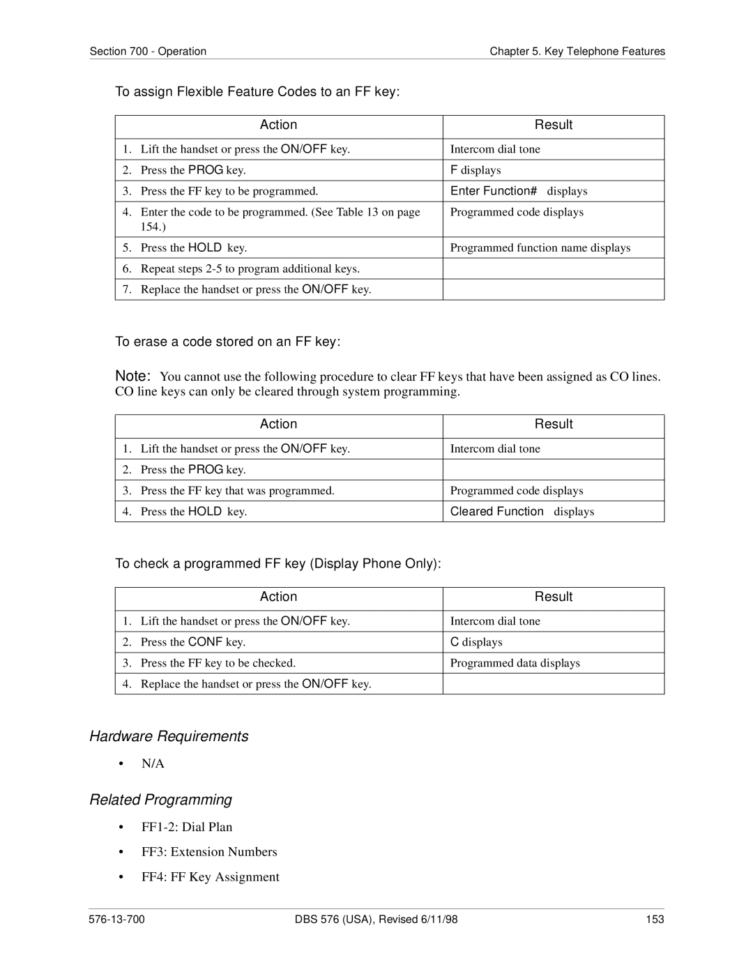 Panasonic 524X07801B manual To assign Flexible Feature Codes to an FF key, To erase a code stored on an FF key 