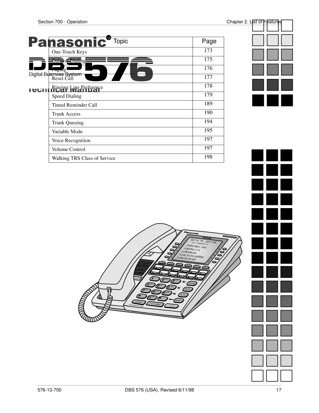 Panasonic 524X07801B manual 173 