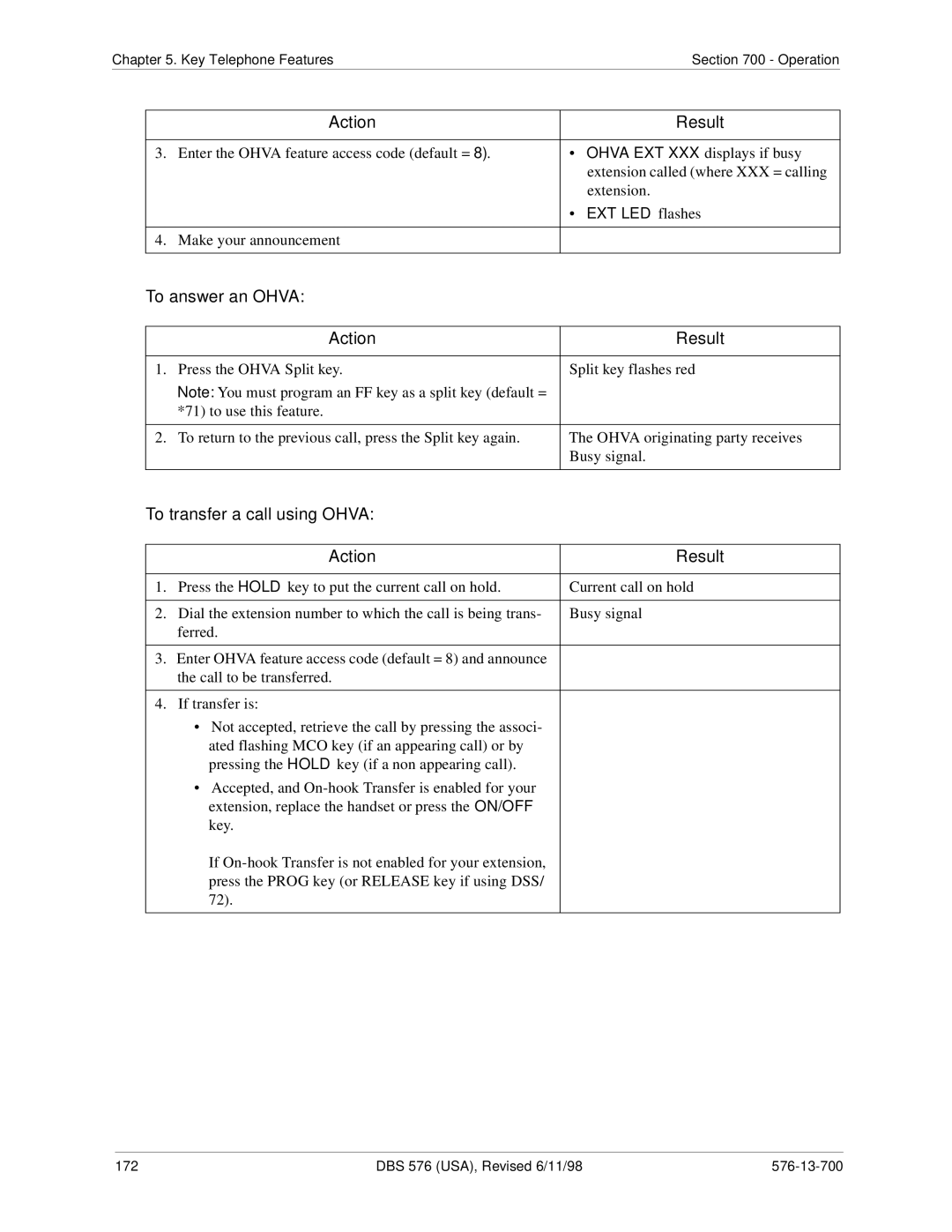 Panasonic 524X07801B manual To answer an Ohva, To transfer a call using Ohva 