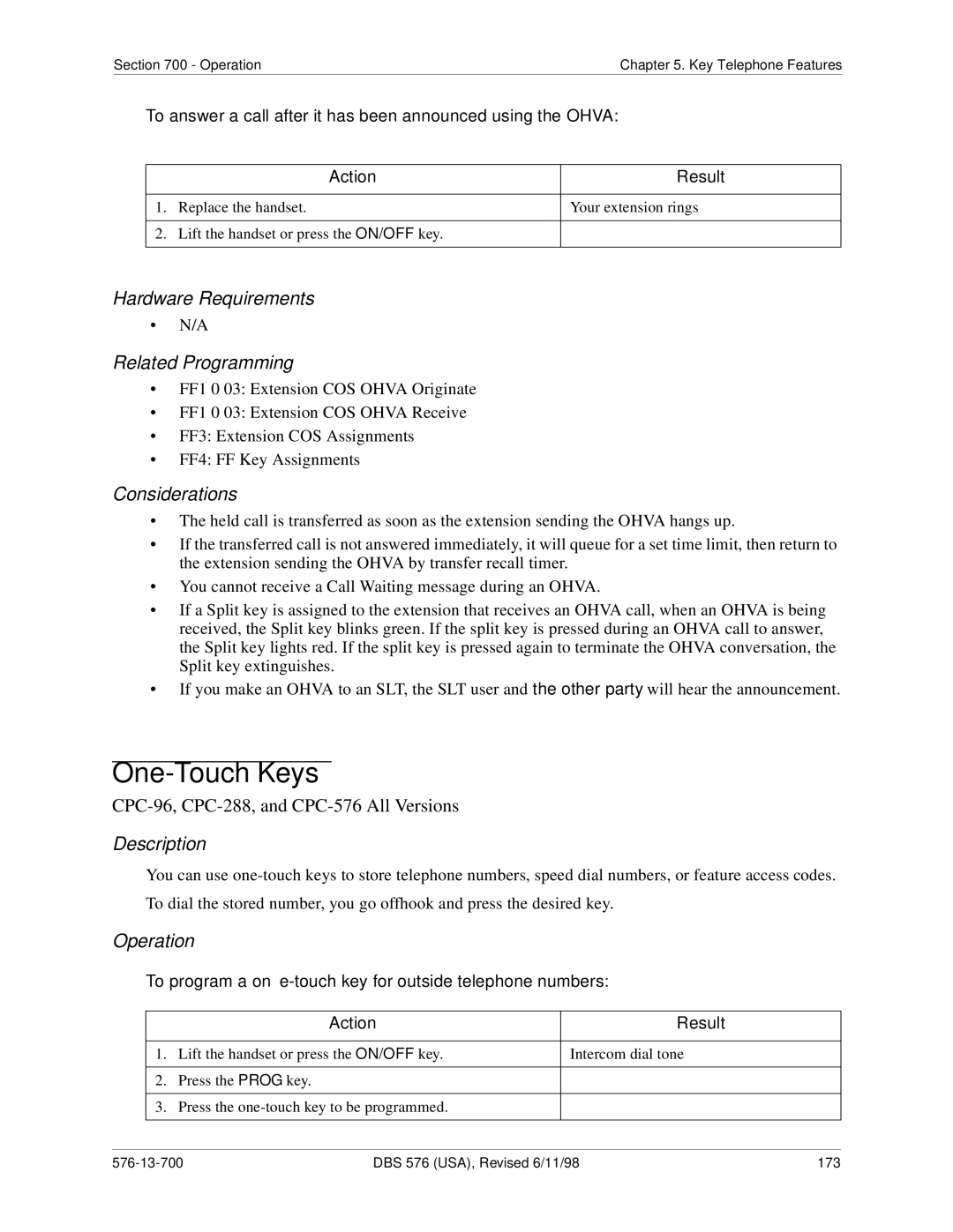 Panasonic 524X07801B manual One-Touch Keys, To answer a call after it has been announced using the Ohva 