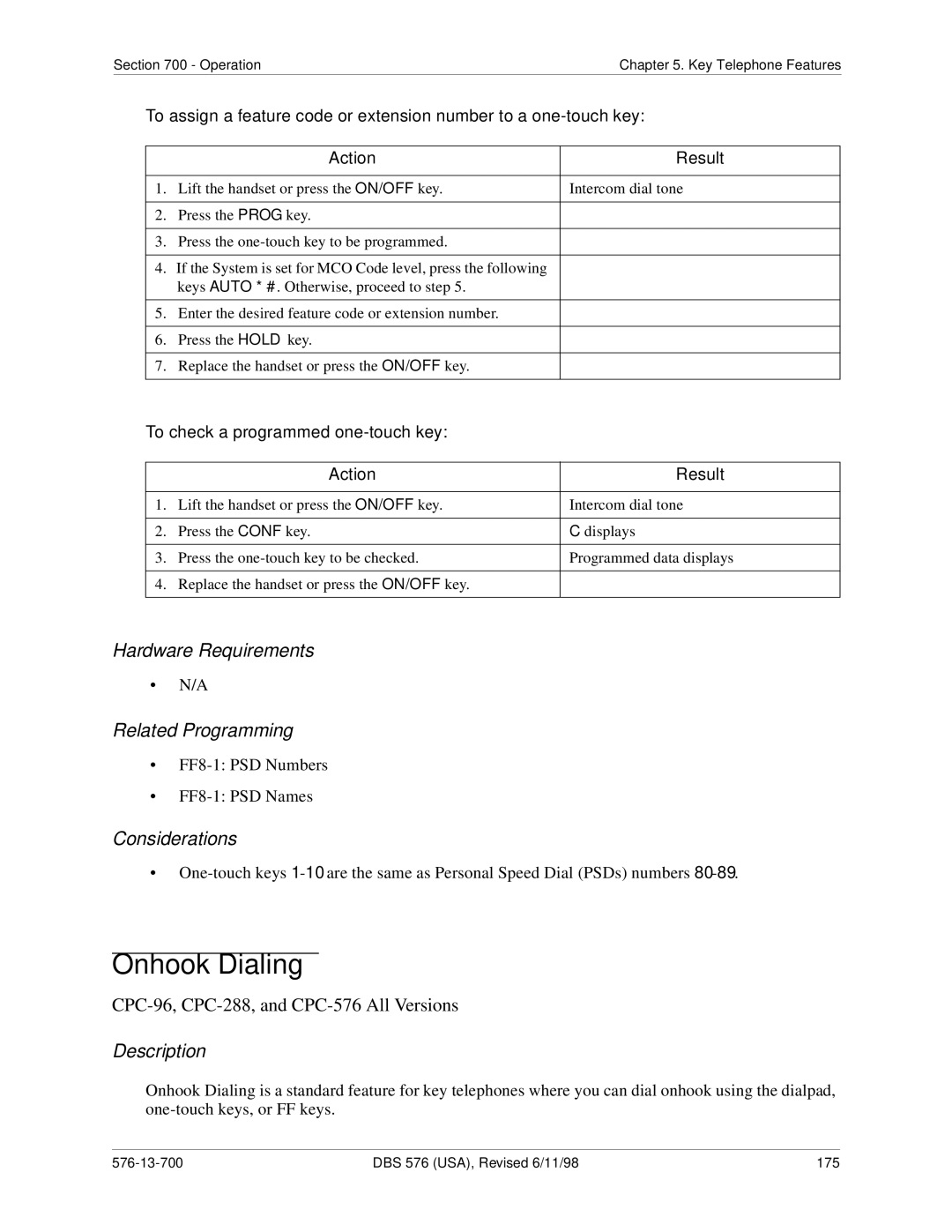 Panasonic 524X07801B manual Onhook Dialing, To check a programmed one-touch key 