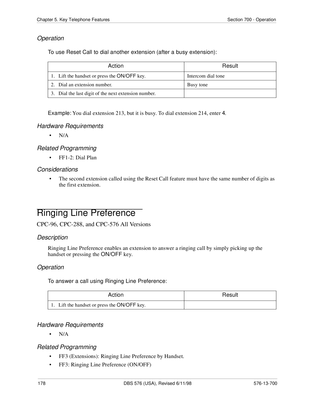 Panasonic 524X07801B manual To answer a call using Ringing Line Preference 