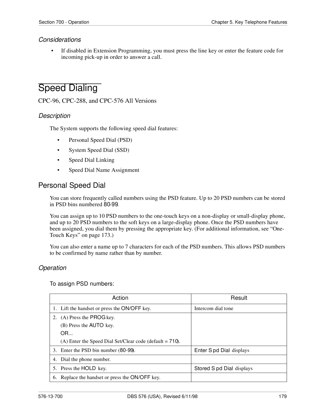 Panasonic 524X07801B manual Speed Dialing, Personal Speed Dial, To assign PSD numbers, Enter Spd Dial displays 