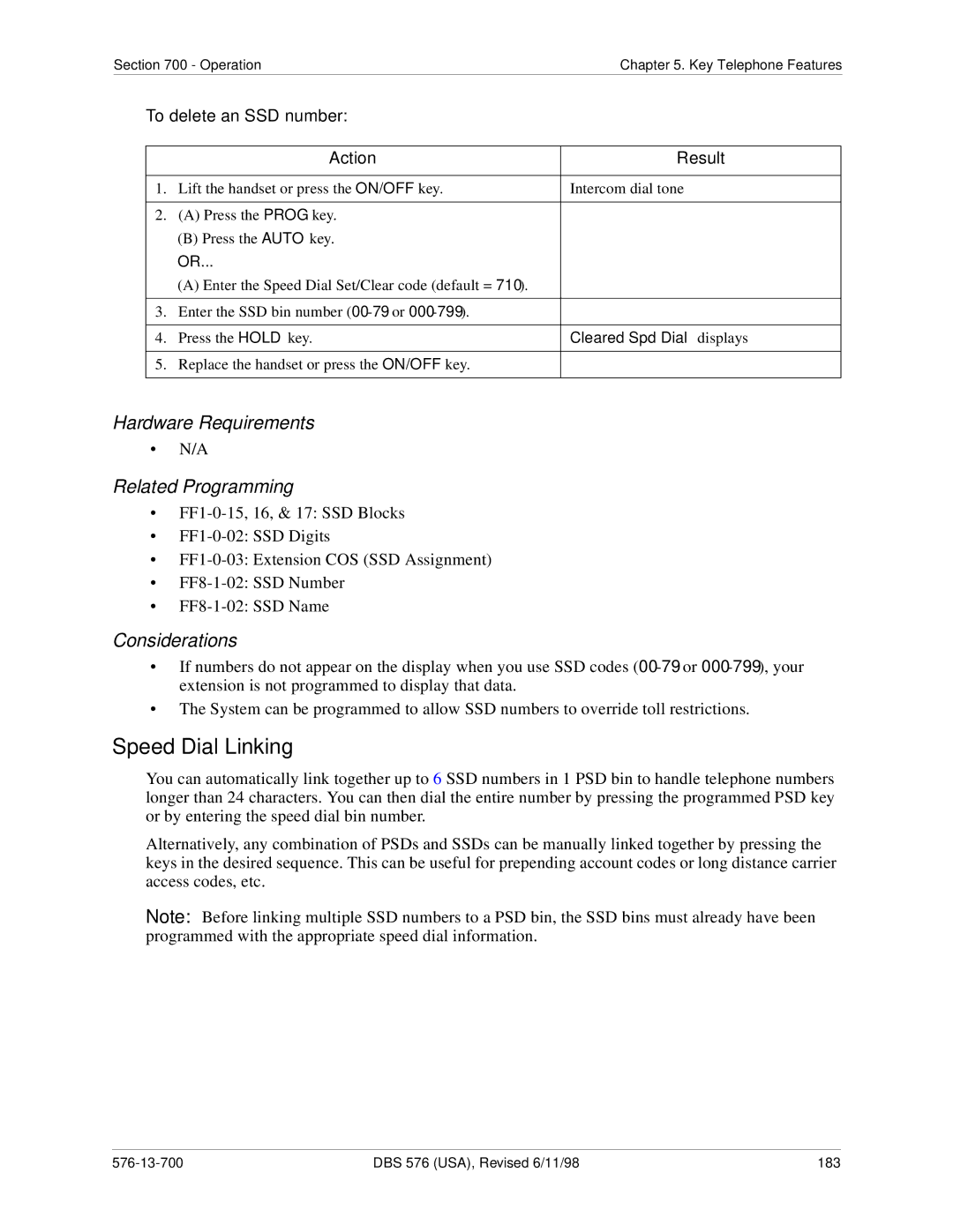 Panasonic 524X07801B manual Speed Dial Linking, To delete an SSD number 