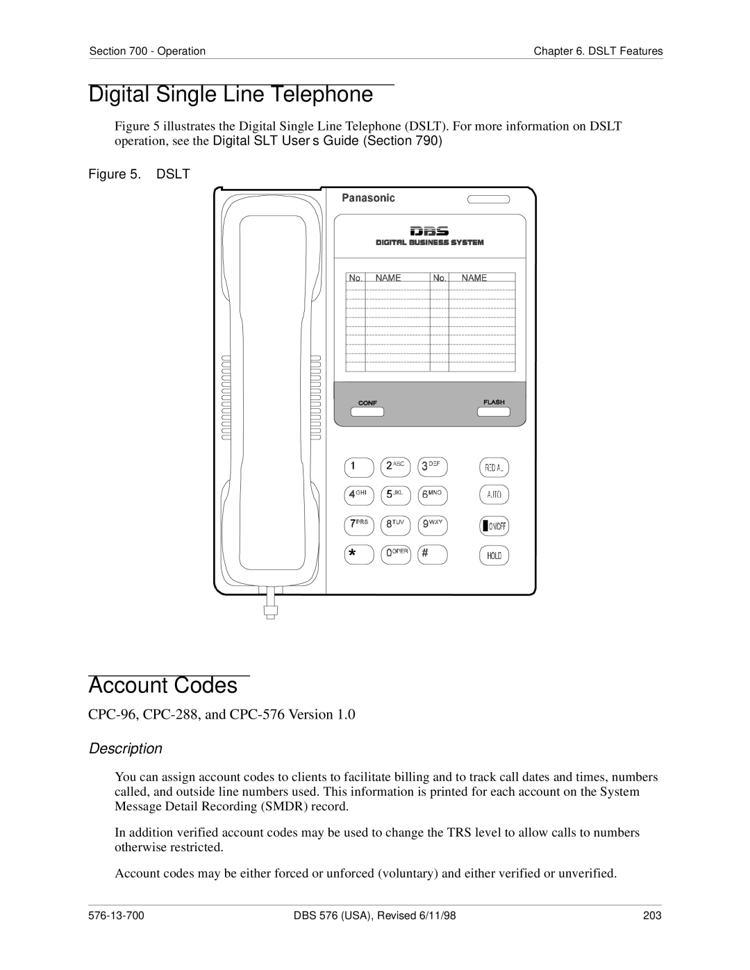 Panasonic 524X07801B manual Digital Single Line Telephone, Dslt 