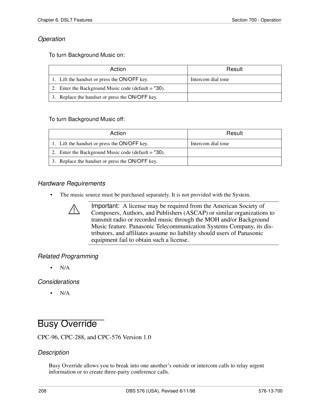 Panasonic 524X07801B manual 208 