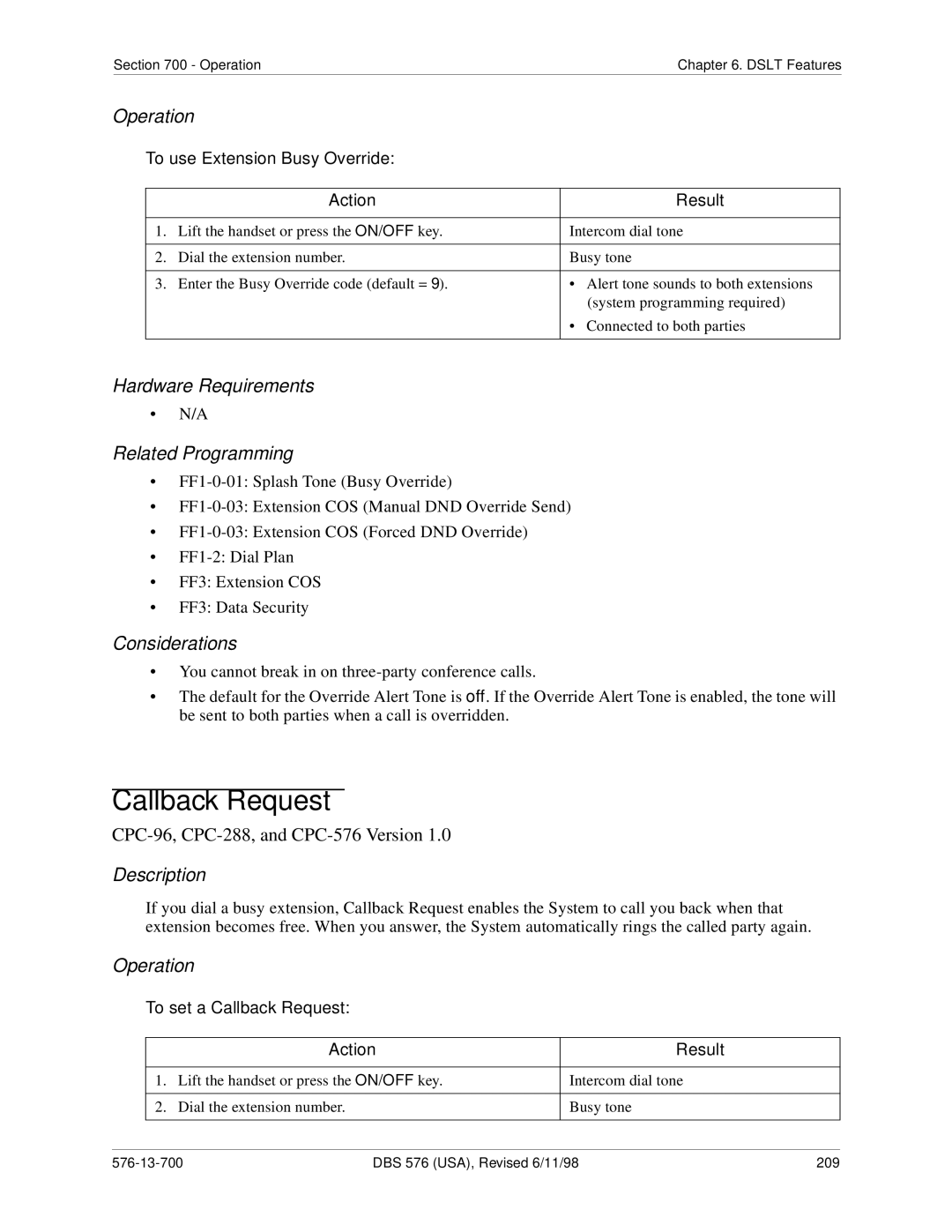 Panasonic 524X07801B manual DBS 576 USA, Revised 6/11/98 209 