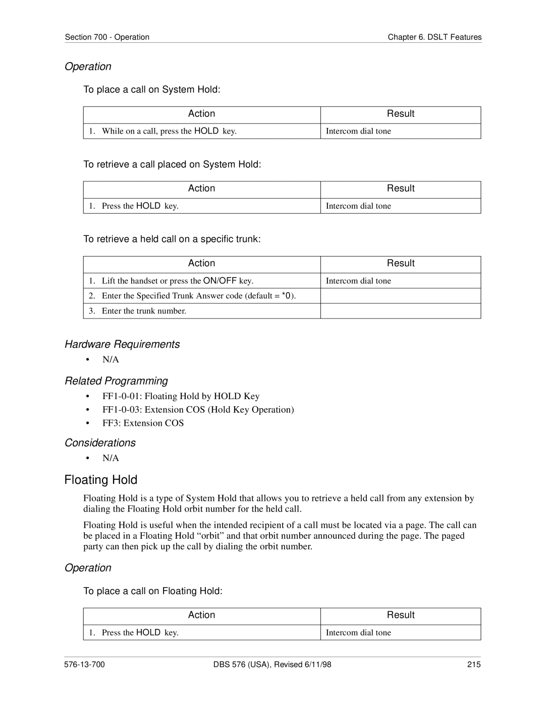 Panasonic 524X07801B manual To place a call on System Hold, To retrieve a call placed on System Hold 