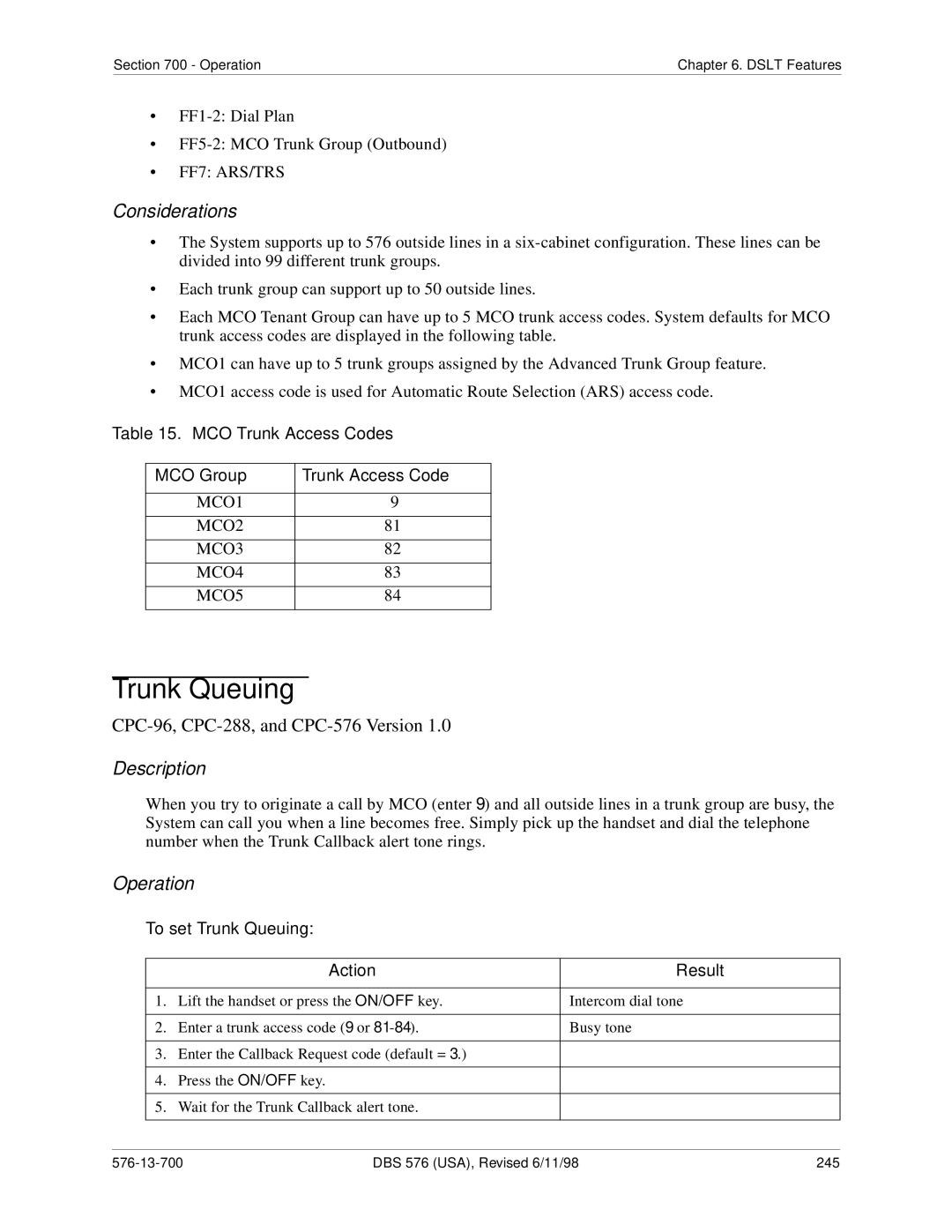 Panasonic 524X07801B manual FF1-2 Dial Plan FF5-2 MCO Trunk Group Outbound 