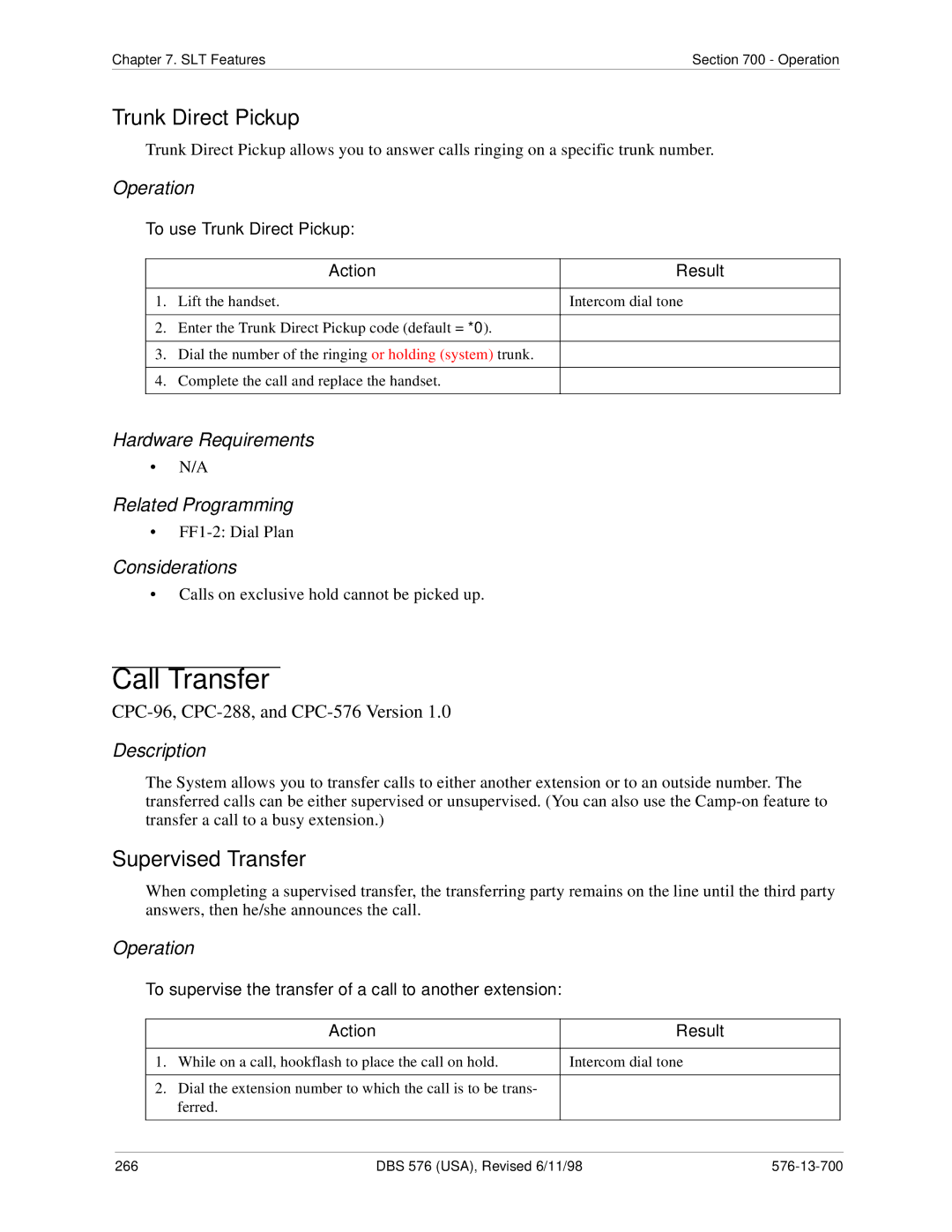 Panasonic 524X07801B manual Calls on exclusive hold cannot be picked up 